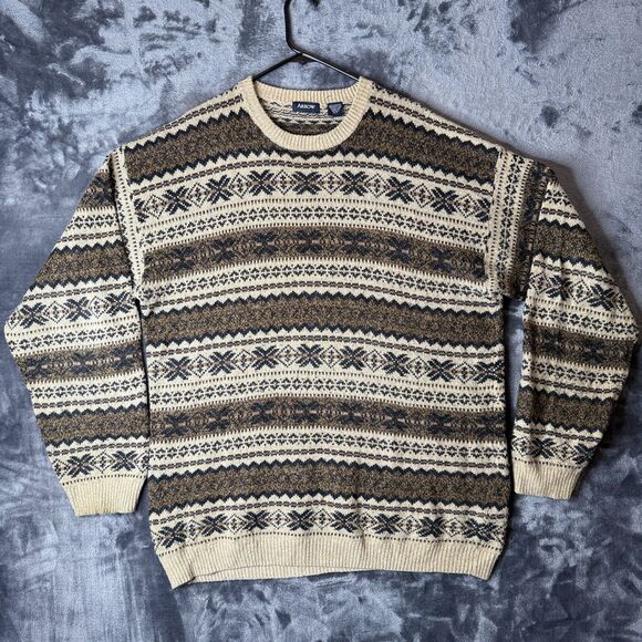 Arrow Knit Sweater Size X-Large TALL Geometric Pattern Long Sleeve Crewneck - Picture 1 of 7